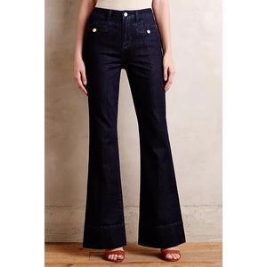 Pilcro and the Letterpress Superscript Flare Wide Leg High Rise Jeans Dark Wash